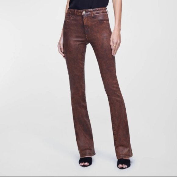 L'Agence Selma High-Rise Sleek Baby Boot Jeans – Marbled Brown (Size 25) NWT - Picture 1 of 1